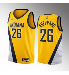 Men Indiana Pacers 26 Ben Sheppard Yellow 2023 Draft Statement Edition Stitched Basketball JerseyS