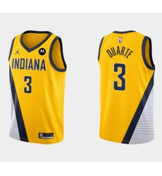Men Indiana Pacers 3 Chris Duarte Yellow Swingman Stitched Jerseys