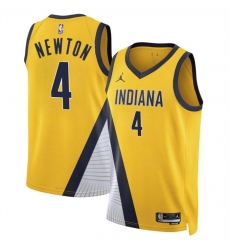 Men Indiana Pacers 4 Tristen Newton Yelllow 2024 Draft Statement Edition Stitched Basketball Jersey