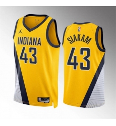 Men Indiana Pacers 43 Pascal Siakam Yelllow Statement Edition Stitched Basketball Jersey