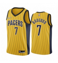 Men Indiana Pacers 7 Malcolm Brogdon Gold NBA Swingman 2020 21 Earned Edition Jersey