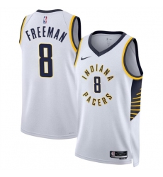 Men Indiana Pacers 8 Enrique Freeman White 2024 Draft Association Edition Stitched Basketball Jersey