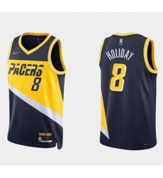 Men Indiana Pacers 8 Justin Holiday 2021 22 Navy City Edition 75th Anniversary Stitched Basketball Jersey