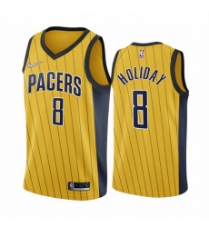 Men Indiana Pacers 8 Justin Holiday Gold NBA Swingman 2020 21 Earned Edition Jersey