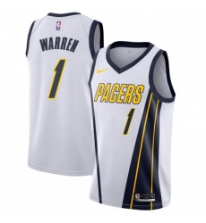 Men Nike Indiana Pacers 1 TJ Warren White NBA Swingman Earned Edition Jersey