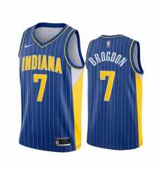 Men Nike Indiana Pacers 7 Malcolm Brogdon Blue NBA Swingman 2020 21 City Edition Jersey