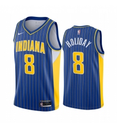 Men Nike Indiana Pacers 8 Justin Holiday Blue NBA Swingman 2020 21 City Edition Jersey