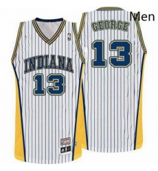 Mens Adidas Indiana Pacers 13 Paul George Authentic White Throwback NBA Jersey