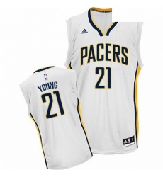 Mens Adidas Indiana Pacers 21 Thaddeus Young Swingman White Home NBA Jersey