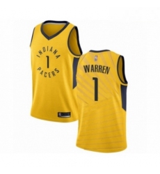 Mens Indiana Pacers 1 TJ Warren Authentic Gold Basketball Jersey Statement Edition 