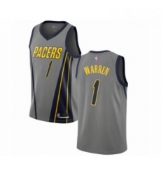 Mens Indiana Pacers 1 TJ Warren Authentic Gray Basketball Jersey City Edition 
