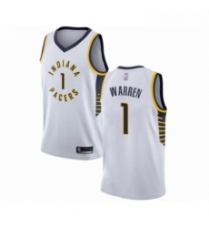 Mens Indiana Pacers 1 TJ Warren Authentic White Basketball Jersey Association Edition 