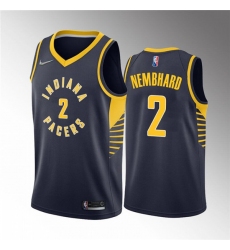 Men's Indiana Pacers #2 Andrew Nembhard Navy Icon Edition 75th Anniversary Stitched Basketball Jerseys