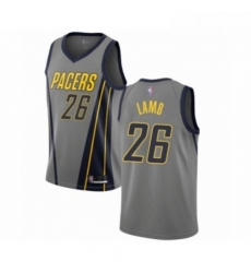 Mens Indiana Pacers 26 Jeremy Lamb Authentic Gray Basketball Jersey City Edition 
