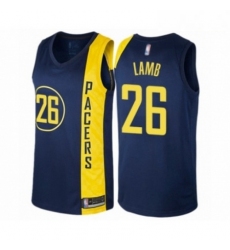 Mens Indiana Pacers 26 Jeremy Lamb Authentic Navy Blue Basketball Jersey City Edition 