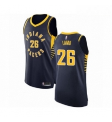 Mens Indiana Pacers 26 Jeremy Lamb Authentic Navy Blue Basketball Jersey Icon Edition 