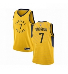Mens Indiana Pacers 7 Malcolm Brogdon Authentic Gold Basketball Jersey Statement Edition 