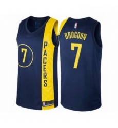 Mens Indiana Pacers 7 Malcolm Brogdon Authentic Navy Blue Basketball Jersey City Edition 
