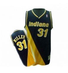 Mens Mitchell and Ness Indiana Pacers 31 Reggie Miller Authentic BlackYellow Throwback NBA Jersey
