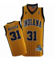 Mens Mitchell and Ness Indiana Pacers 31 Reggie Miller Authentic Gold Throwback NBA Jersey