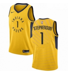 Mens Nike Indiana Pacers 1 Lance Stephenson Authentic Gold NBA Jersey Statement Edition 