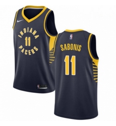 Mens Nike Indiana Pacers 11 Domantas Sabonis Authentic Navy Blue Road NBA Jersey Icon Edition 