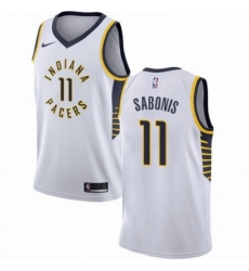 Mens Nike Indiana Pacers 11 Domantas Sabonis Swingman White NBA Jersey Association Edition 