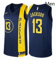 Mens Nike Indiana Pacers 13 Mark Jackson Authentic Navy Blue NBA Jersey City Edition