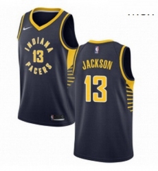 Mens Nike Indiana Pacers 13 Mark Jackson Authentic Navy Blue Road NBA Jersey Icon Edition