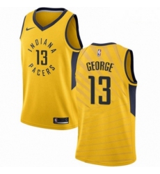 Mens Nike Indiana Pacers 13 Paul George Authentic Gold NBA Jersey Statement Edition