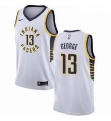Mens Nike Indiana Pacers 13 Paul George Authentic White NBA Jersey Association Edition