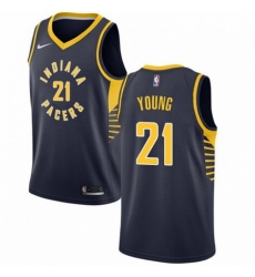 Mens Nike Indiana Pacers 21 Thaddeus Young Swingman Navy Blue Road NBA Jersey Icon Edition