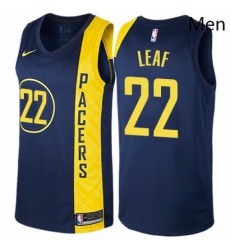 Mens Nike Indiana Pacers 22 T J Leaf Authentic Navy Blue NBA Jersey City Edition 
