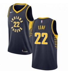 Mens Nike Indiana Pacers 22 T J Leaf Authentic Navy Blue Road NBA Jersey Icon Edition 