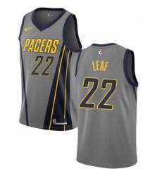 Mens Nike Indiana Pacers 22 T J Leaf Swingman Gray NBA Jersey City Edition 