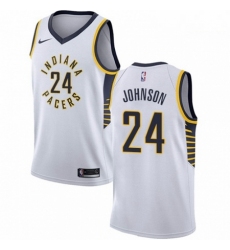 Mens Nike Indiana Pacers 24 Alize Johnson Swingman White NBA Jersey Association Edition 