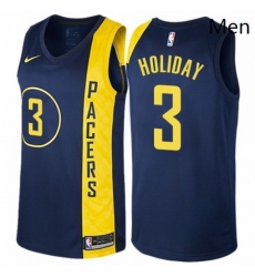 Mens Nike Indiana Pacers 3 Aaron Holiday Swingman Navy Blue NBA Jersey City Edition 