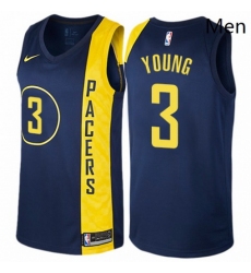 Mens Nike Indiana Pacers 3 Joe Young Authentic Navy Blue NBA Jersey City Edition