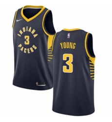 Mens Nike Indiana Pacers 3 Joe Young Authentic Navy Blue Road NBA Jersey Icon Edition