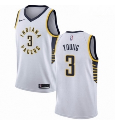 Mens Nike Indiana Pacers 3 Joe Young Authentic White NBA Jersey Association Edition