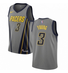 Mens Nike Indiana Pacers 3 Joe Young Swingman Gray NBA Jersey City Edition