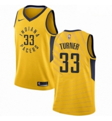 Mens Nike Indiana Pacers 33 Myles Turner Authentic Gold NBA Jersey Statement Edition