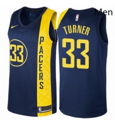 Mens Nike Indiana Pacers 33 Myles Turner Authentic Navy Blue NBA Jersey City Edition
