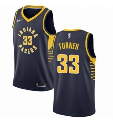 Mens Nike Indiana Pacers 33 Myles Turner Authentic Navy Blue Road NBA Jersey Icon Edition