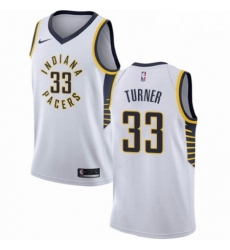 Mens Nike Indiana Pacers 33 Myles Turner Authentic White NBA Jersey Association Edition