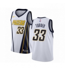 Mens Nike Indiana Pacers 33 Myles Turner White Swingman Jersey Earned Edition