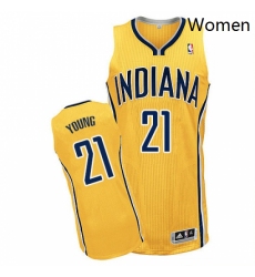 Womens Adidas Indiana Pacers 21 Thaddeus Young Authentic Gold Alternate NBA Jersey