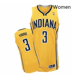 Womens Adidas Indiana Pacers 3 Joe Young Authentic Gold Alternate NBA Jersey