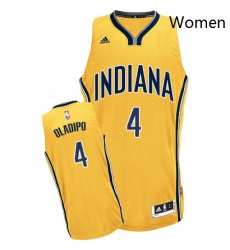 Womens Adidas Indiana Pacers 4 Victor Oladipo Swingman Gold Alternate NBA Jersey 