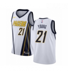 Womens Nike Indiana Pacers 21 Thaddeus Young White Swingman Jersey Earned Edition